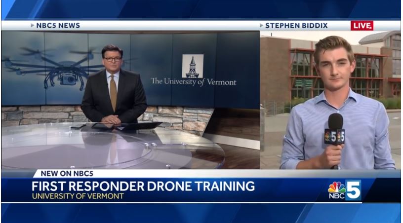 NBC5 features ASSURE'S research partnership with University of Vermont and how they are teaching first responders how drones can benefit their jobs